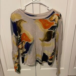 Anthropologie Multicolor Abstract Long Sleeve Top
